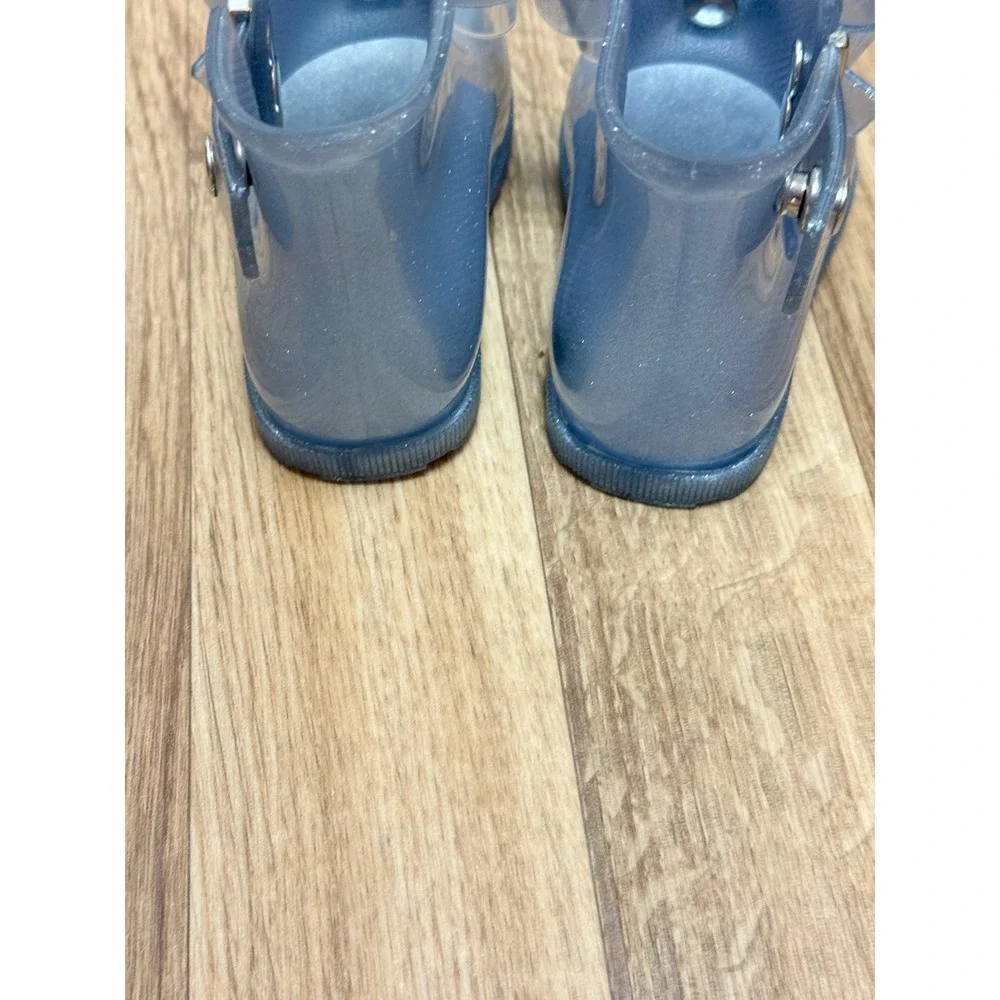 Mini Melissa Toddler Girls Blue Glitter Jelly Bow Boots Size 5 Rain Boots